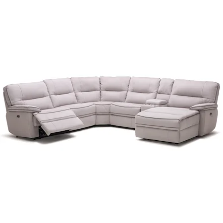 Six Piece Power Reclining Sectional Sofa with Cupholder Storage Console